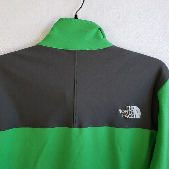 North Face Jacket Men's Apex Green Soft Shell Full Zip Size Medium Gray Logo - Picture 7 of 15